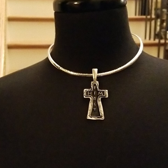 Cross Pendant HIM FIRST Silver /Black tones - Picture 3 of 9